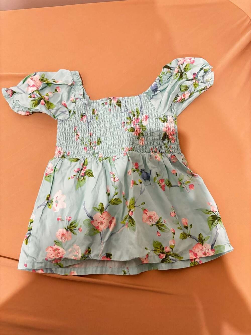 Gymboree Smocked Floral Top Size 5T Blue Bird Blossom